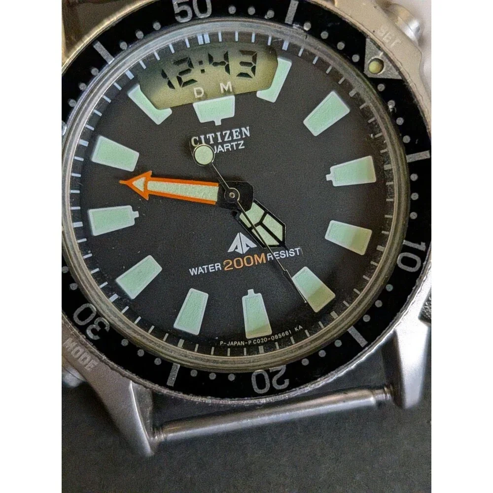 Citizen Promaster Aqualand Quartz 200m Diver Watch, SS Case, Black Rubber **Reed